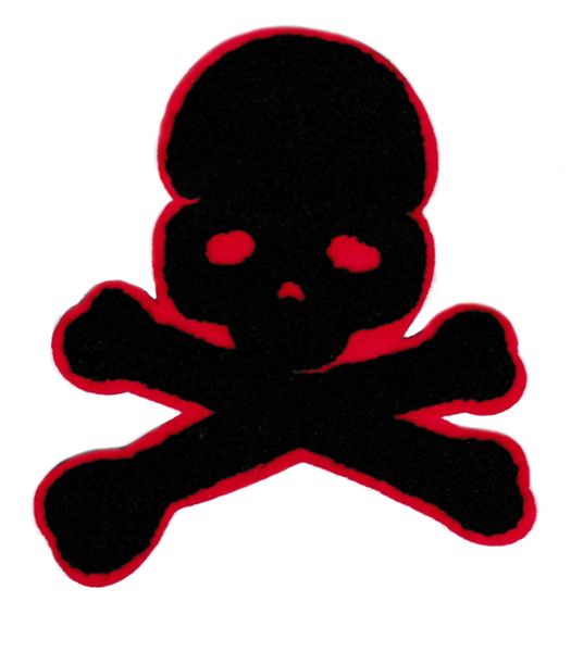 Cool Black & Red Chenille Skull Patch 12cm Applique