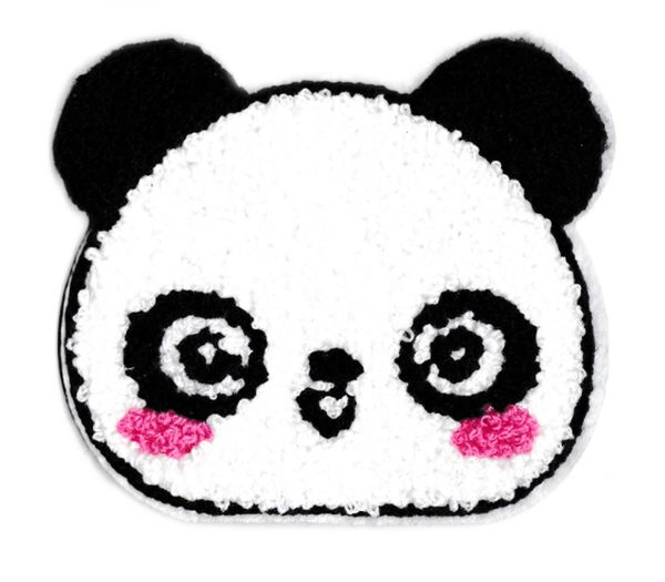 Large Chenille Blushing Panda Bear Head Patch Applique 11cm