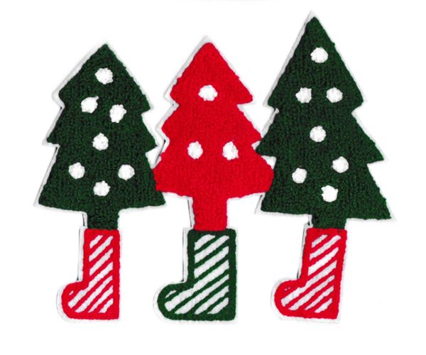 Chenille Christmas Trees Patch Applique XXL Extra Large 19cm