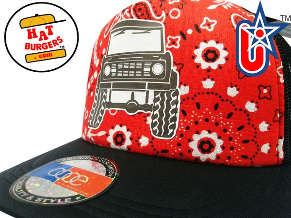 smARTpatches Truckers 70's Muscle Car Hot Rod Truck Trucker Hat (Bandana,Black)