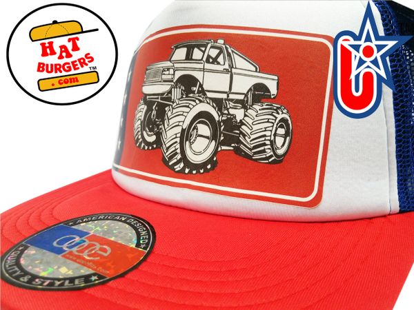 smARTpatches Truckers 80's Muscle Car Hot Rod 4 x 4 Monster Truck Trucker Hat (Green Car, Bandana)