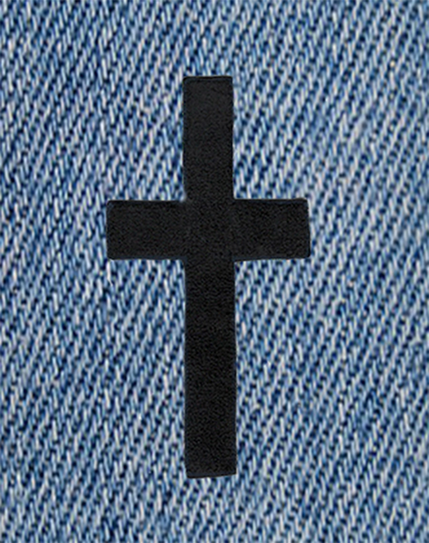 Beautiful Chenille Black Cross Patch XXL 23cm