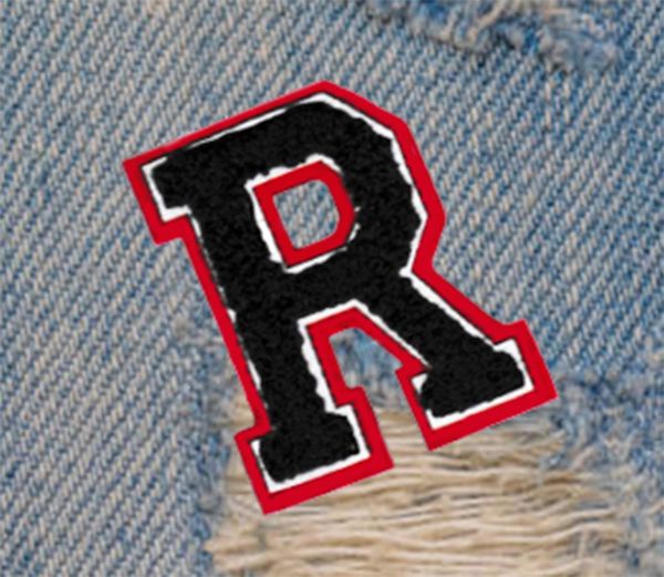 Chenille Dark Red Dark Blue Letter R Patch 7cm