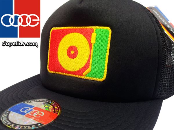 smartpatches Rasta DJ Turntable Silhouette Flat Bill Trucker Hat