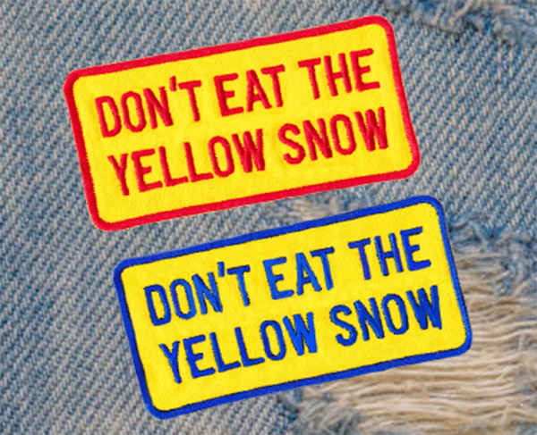 Don't Eat The Yellow Snow Vintage Style Skiing Snowboard Patch 9.5cm x 5cm