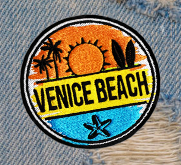 Vintage Style 80's Surfing Surfer Venice Beach Patch 8cm