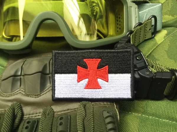 Cool Knights Templar Tactical Flag Morale Patch Applique 7cm