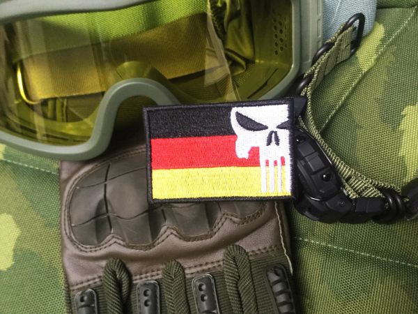 Cool German Flag Military Custom Skull Patch Applique 7cm Germany