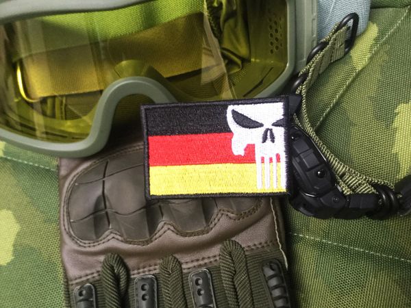 Cool German Flag Military Custom Skull Patch Applique 7cm Germany