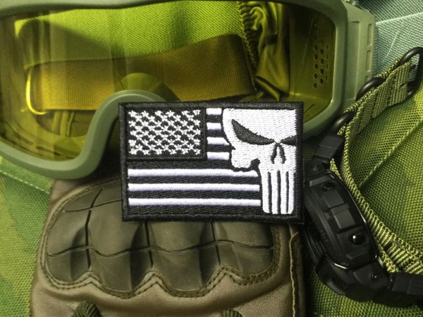 Cool USA Flag Military Custom Skull Patch Applique 7cm