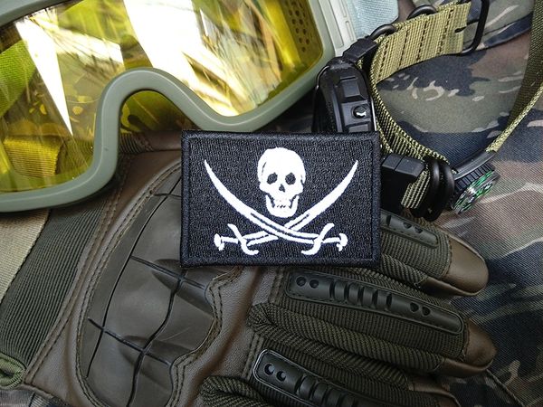 Pirate Flag Patches PVC Velcro Multiple Sizes Morale 