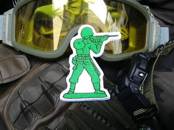 Cool Tactical Military Machine Gun Green Army Man Morale Patch Applique 8cm