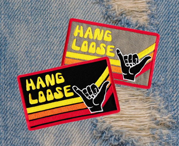 Vintage Style 70's 80's Hang Loose Surfer Patch 9.5cm Applique