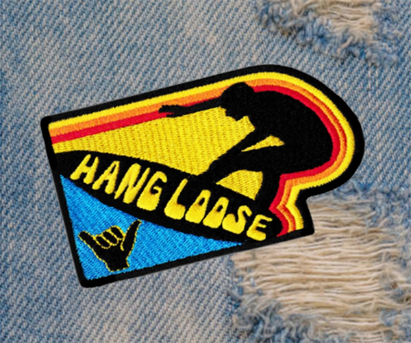 Vintage Style 70's 80's Hang Loose Surfer Patch 9.5cm Applique