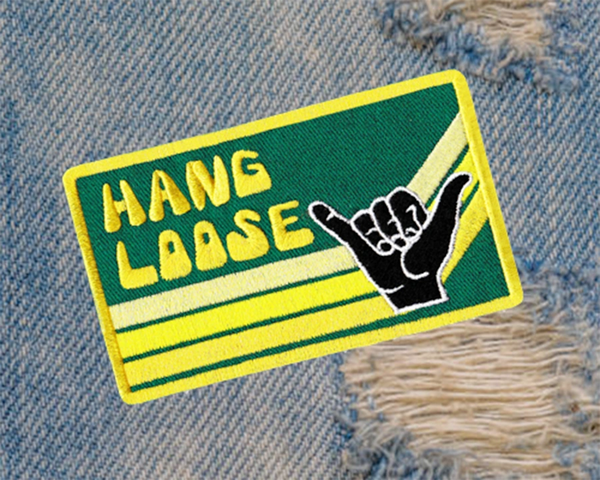 Vintage Style 70's 80's Hang Loose Surfer Patch 9.5cm Applique