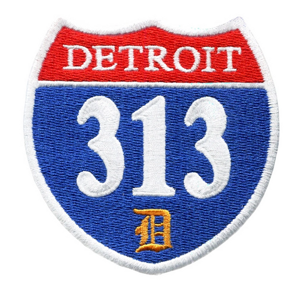 Vintage/Urban Style "Detroit 313" Interstate Road Sign Patch 7.5cm