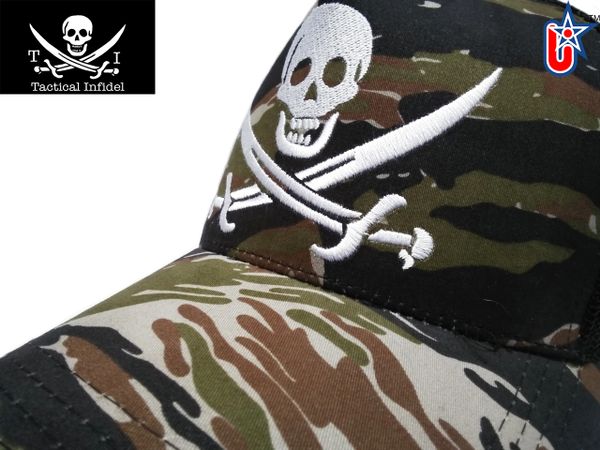 Tactical Infidel Jolly Roger Pirate Tiger Camo Trucker Hat