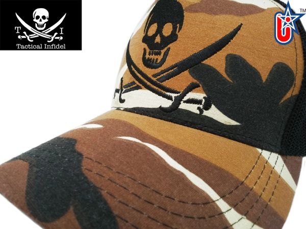 Tactical Infidel Jolly Roger Pirate Desert Camo Trucker Hat