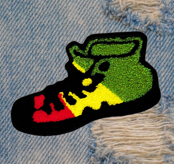 XL Extra Large Chenille Hi Top Rasta Shoe Patch 14cm / 5.5 inch