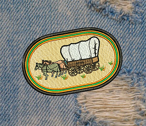 Americana Mustang Horse and Buggy Patch 11cm / 4.3 inch