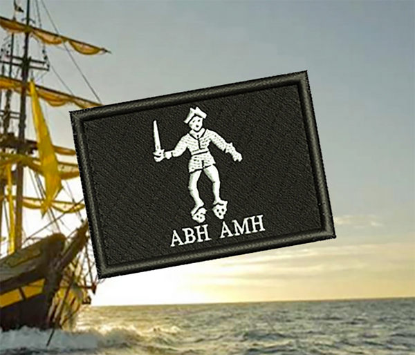 Cool Bartholomew Roberts Pirate Flag Skull Patch Applique 7cm