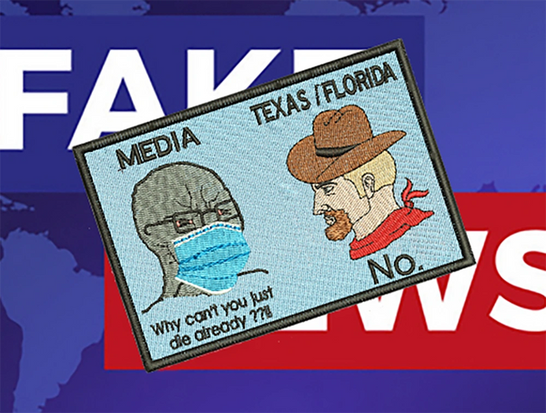 Cute Fake News Texas Florida Morale Coronavirus Covid-19 NPC Shirt Patch 12cm / 4.7 inch ( I Survived 2020)