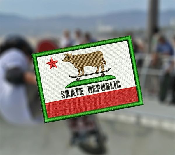 Cool California Republic Skater Cow Beach Skate Skating Patch 8cm