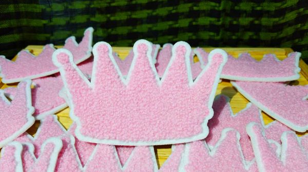 Pink Chenille Crown East Coast West Coast LA New York Compton Hip Hop DJ Patch Hip Hop 10cm / 4 inch