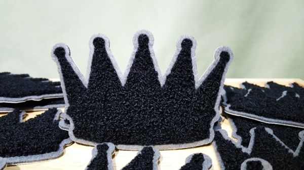 Black Chenille Crown East Coast West Coast LA New York Compton Hip Hop DJ Patch Hip Hop 10cm / 4 inch