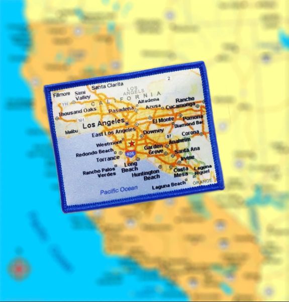 California Los Angeles Map LA Morale Patch Applique 8cm / 3.2 inches