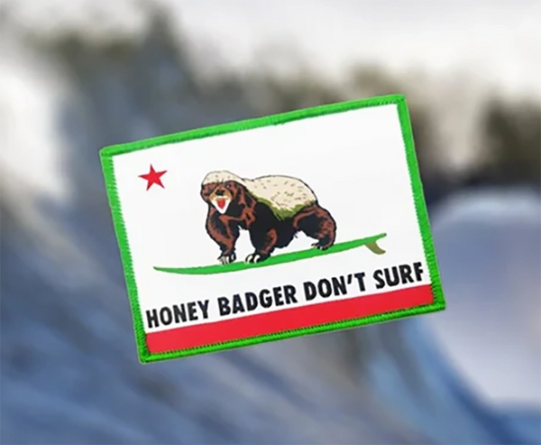 Cool California Surfing Surfer Honey Badger Morale Patch Applique 10cm / 4 inches