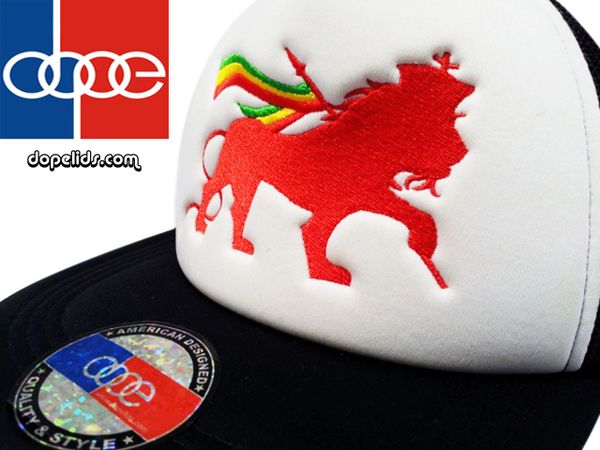 smartpatches "Lion of Judah" Rasta Vintage Style Trucker Hat (Red Lion)