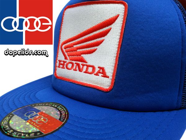 smartpatches Honda Vintage Style Motorcycle Trucker Hat (Solid Royal Blue)