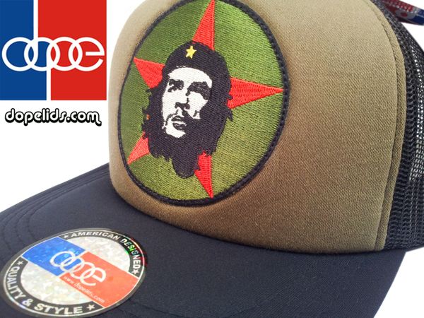 smartpatches "Che Guevara" Vintage Style Revolution Trucker Hat (OD Green/Black Hat)