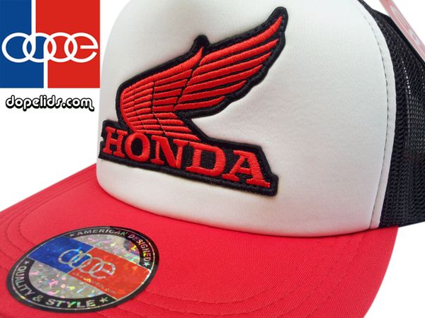 smartpatches Honda Vintage Style Motorcycle Trucker Hat (Red/White/Black)