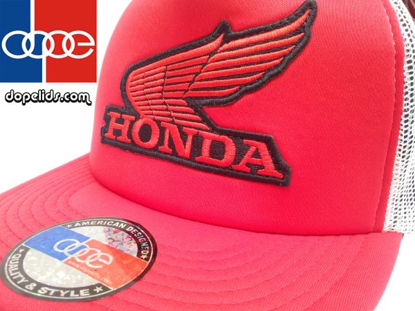 smartpatches Honda Vintage Style Motorcycle Trucker Hat (Red/White)