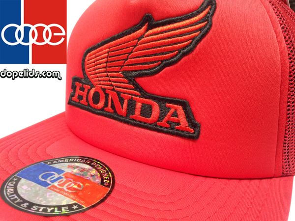 smartpatches Honda Vintage Style Motorcycle Trucker Hat (Solid Red)