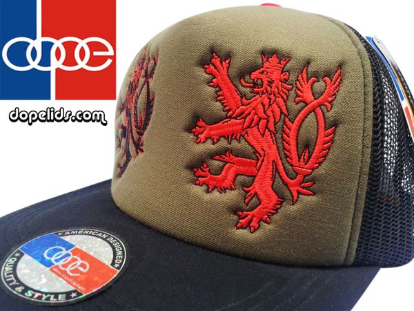 smartpatches "Bohemian Lions" Vintage Style Trucker Hat (OD Hat 2 Lions)