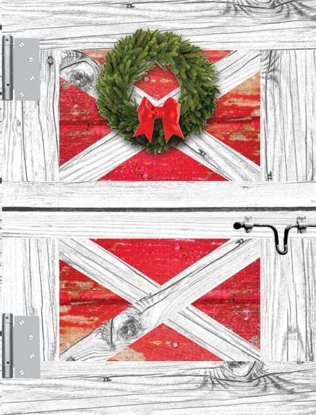 Christmas Card: Quaint Barn Door with Wreath