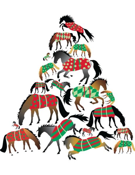 Christmas Card: Christmas Tree made of Blanketed Horses
