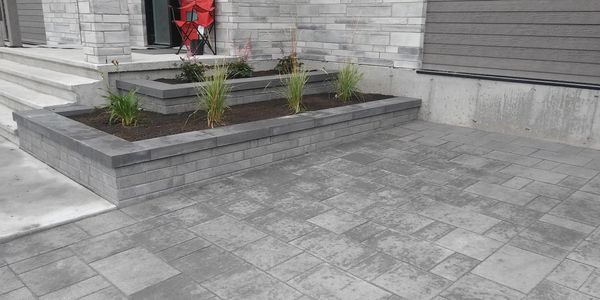 Pavé et muret citadin gris onyx GPS paysagiste