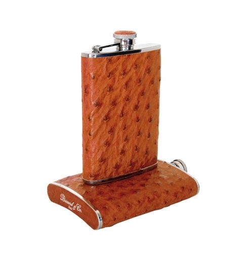 Brouk The Sharp Flask 6oz (Red Ostrich) - Back 40 Mercantile