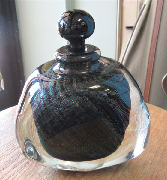 art glass perfume bottle signed