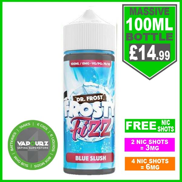 Dr Frost Frosty Fizz Blue Slush 100ml Free Nic Shots Vapourz E Cigarettes E Liquid