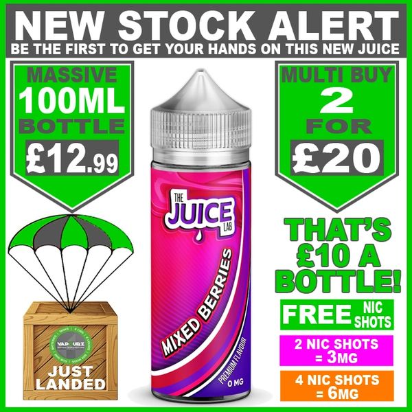 Mixed Berries 100ml The Juice Lab With Free Nic Shots Vapourz e