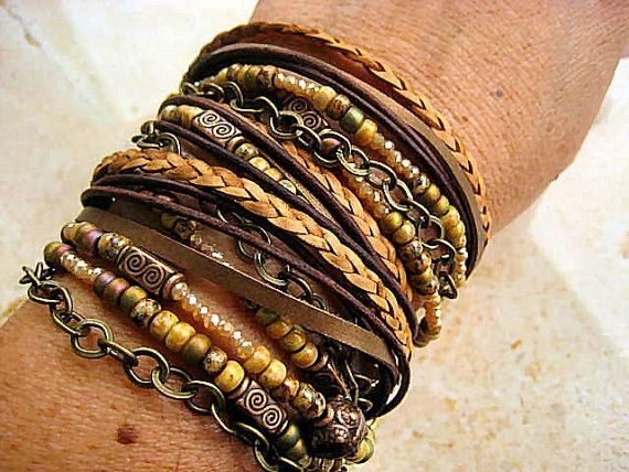 Dazzling Chic Endless Leather Wrap Czech Crystal Picasso Beaded ...