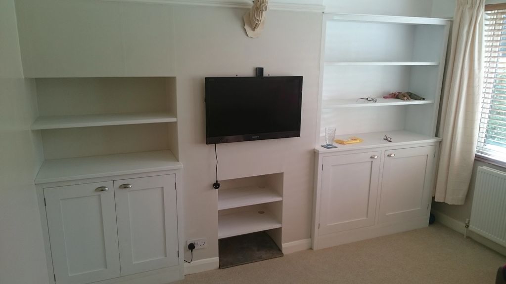 Alcove units with floating shelves