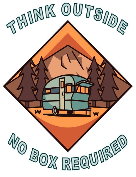 THINK OUTSIDE NO BOX REQUIRED WITH A CAMPER AND TREES