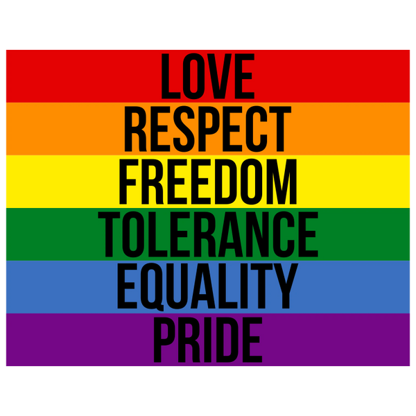 LOVE RESPECT FREEDOM TOLERANCE EQUALITY PRIDE