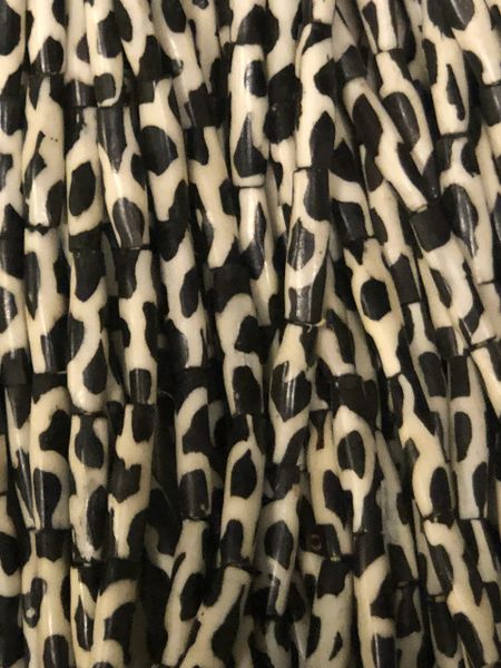 Med Black and White Cowbone Tube Beads4 | Gamafro Originals
